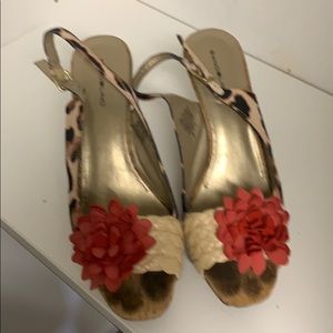 Leopard and flower peep toe heels